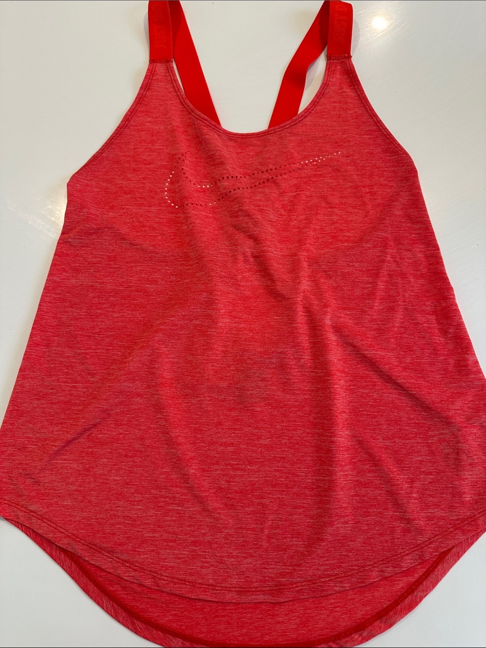 Nike Women's Elastika Dri-FIT Training Tank Top Coral Red Keyhole Back Small